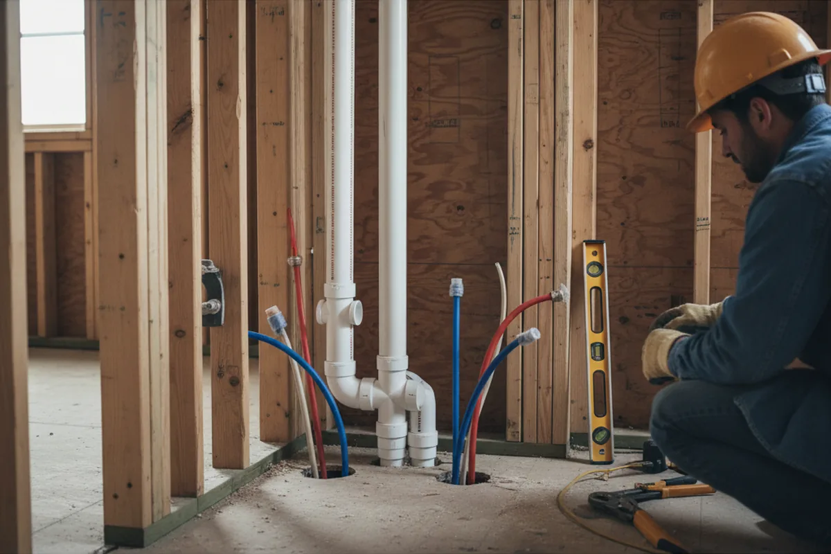 Drain and supply rough-in during Drain Cleaning in Richlandtown