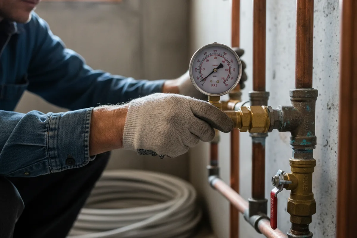 Pressure testing a repaired line during Water Line Repair in Richlandtown
